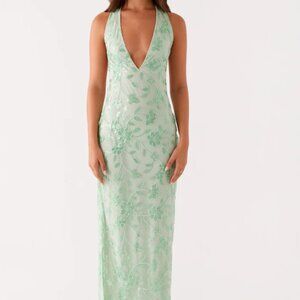 NWT Peppermayo Cydney Beaded Maxi Dress Sage